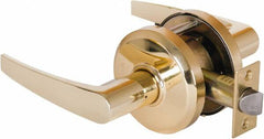 Stanley - Grade 2 Passage Lever Lockset - 2-3/4" Back Set, Keyless Cylinder, Brass Alloy, Bright Brass Finish - Benchmark Tooling