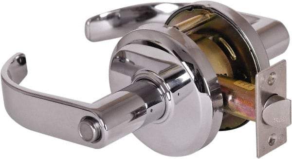 Stanley - Grade 2 Privacy Lever Lockset - 2-3/4" Back Set, Keyless Cylinder, Brass Alloy, Bright Chrome Finish - Benchmark Tooling