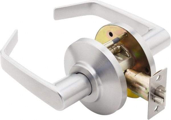 Best - Grade 2 Passage Lever Lockset - 2-3/4" Back Set, Keyless Cylinder, Brass Alloy, Satin Chrome Finish - Benchmark Tooling