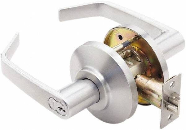 Best - Grade 2 Entrance Lever Lockset - 2-3/4" Back Set, Key In Lever Cylinder, Brass Alloy, Satin Chrome Finish - Benchmark Tooling