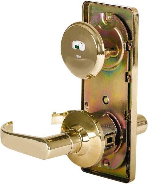 Stanley - Grade 2 Passage Lever Lockset - 2-3/4" Back Set, Keyless Cylinder, Brass Alloy, Bright Brass Finish - Benchmark Tooling