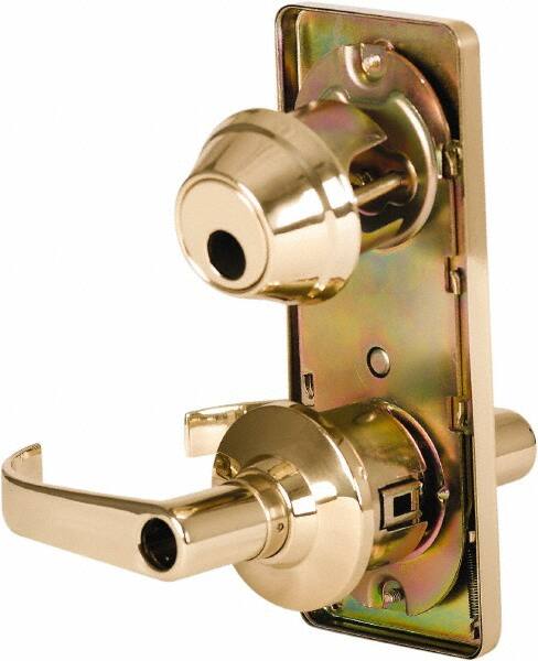 Stanley - Grade 2 Entry Lever Lockset - 2-3/4" Back Set, Key In Lever Cylinder, Brass Alloy, Bright Brass Finish - Benchmark Tooling