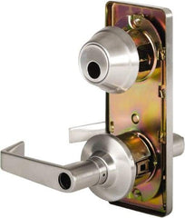 Stanley - Grade 2 Entry Lever Lockset - 2-3/4" Back Set, Key In Lever Cylinder, Brass Alloy, Satin Chrome Finish - Benchmark Tooling