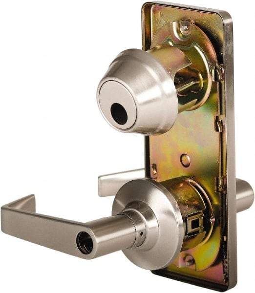 Stanley - Grade 2 Entry Lever Lockset - 2-3/4" Back Set, Key In Lever Cylinder, Brass Alloy, Nickel Finish - Benchmark Tooling