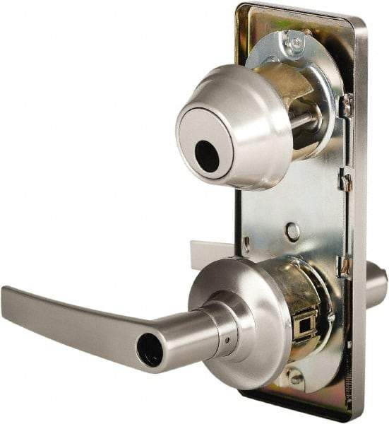 Stanley - Grade 2 Entry Lever Lockset - 2-3/4" Back Set, Key In Lever Cylinder, Brass Alloy, Nickel Finish - Benchmark Tooling