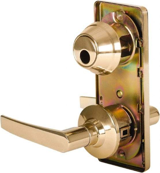 Stanley - Grade 2 Passage Lever Lockset - 2-3/4" Back Set, Keyless Cylinder, Brass Alloy, Bright Brass Finish - Benchmark Tooling