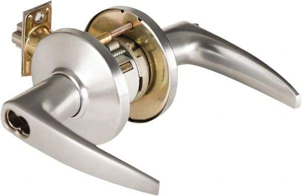 Best - Grade 1 Storeroom Lever Lockset - 2-3/4" Back Set, Key In Lever Cylinder, Brass Alloy, Satin Chrome Finish - Benchmark Tooling