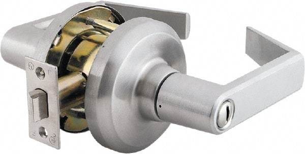 Stanley - Grade 1 Privacy Lever Lockset - 2-3/4" Back Set, Keyless Cylinder, Brass Alloy, Satin Chrome Finish - Benchmark Tooling