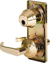 Stanley - Grade 2 Passage Lever Lockset - 2-3/4" Back Set, Keyless Cylinder, Brass Alloy, Bright Brass Finish - Benchmark Tooling