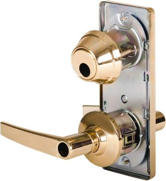 Stanley - Grade 2 Entry Lever Lockset - 2-3/4" Back Set, Key In Lever Cylinder, Brass Alloy, Bright Brass Finish - Benchmark Tooling