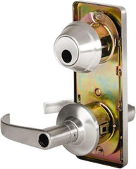 Stanley - Grade 2 Entry Lever Lockset - 2-3/4" Back Set, Key In Lever Cylinder, Brass Alloy, Satin Chrome Finish - Benchmark Tooling