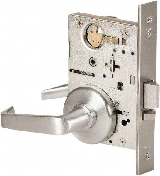 Best - Grade 1 Storeroom Lever Lockset - 2-3/4" Back Set, Keyless Cylinder, Brass Alloy, Satin Chrome Finish - Benchmark Tooling