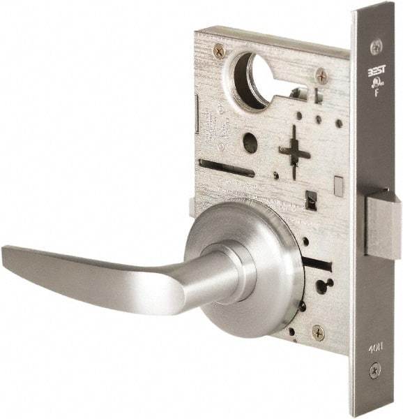 Best - Grade 1 Passage Lever Lockset - 2-3/4" Back Set, Keyless Cylinder, Brass Alloy, Satin Chrome Finish - Benchmark Tooling