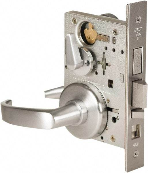 Stanley - Grade 1 Dormitory Lever Lockset - 2-3/4" Back Set, Best SFIC Cylinder, Brass Alloy, Satin Chrome Finish - Benchmark Tooling