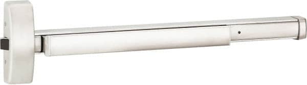 Precision - 36" OAL Right Hand Reverse Unrated Flatbar - 32 to 36" Door Width, Satin Stainless Steel Finish, Grade 1, 2100 Series - Benchmark Tooling