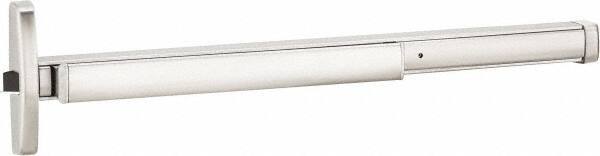 Precision - 36" OAL Reversible Unrated Flatbar - 32 to 36" Door Width, Satin Stainless Steel Finish, Grade 1, 2100 Series - Benchmark Tooling