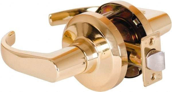 Stanley - Grade 1 Passage Lever Lockset - 2-3/4" Back Set, Keyless Cylinder, Brass Alloy, Bright Brass Finish - Benchmark Tooling