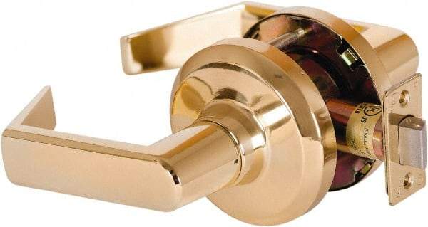 Stanley - Grade 1 Passage Lever Lockset - 2-3/4" Back Set, Keyless Cylinder, Brass Alloy, Bright Brass Finish - Benchmark Tooling