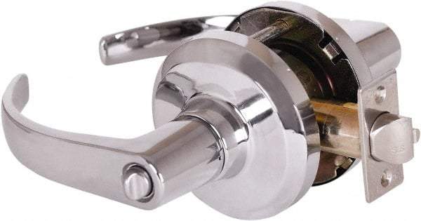 Stanley - Grade 1 Entrance Lever Lockset - 2-3/4" Back Set, Key In Lever Cylinder, Brass Alloy, Bright Chrome Finish - Benchmark Tooling