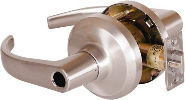 Stanley - Grade 1 Entrance Lever Lockset - 2-3/4" Back Set, Key In Lever Cylinder, Brass Alloy, Satin Nickel Finish - Benchmark Tooling