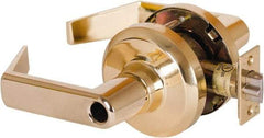 Stanley - Grade 1 Entrance Lever Lockset - 2-3/4" Back Set, Key In Lever Cylinder, Brass Alloy, Bright Brass Finish - Benchmark Tooling