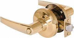 Stanley - Grade 1 Entrance Lever Lockset - 2-3/4" Back Set, Key In Lever Cylinder, Brass Alloy, Bright Brass Finish - Benchmark Tooling