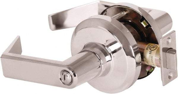 Stanley - Grade 1 Privacy Lever Lockset - 2-3/4" Back Set, Keyless Cylinder, Brass Alloy, Bright Chrome Finish - Benchmark Tooling