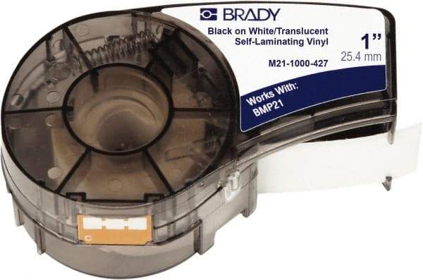 Brady - 1" Wide, Translucent & White Vinyl Labels - For BMP21 Plus Portable Label Printer, IDPAL Handheld Label Maker - Benchmark Tooling