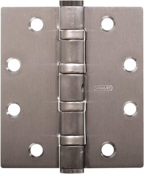 Stanley - 5" Long x 5" Wide Carbon Alloy Steel Full Mortise Hinge - Prime Coat Gray Finish, 5 Knuckles, 8 Holes - Benchmark Tooling