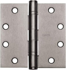 Stanley - 5" Long x 5" Wide 304 Stainless Steel Full Mortise Hinge - Satin Stainless Steel Finish, 5 Knuckles, 8 Holes - Benchmark Tooling