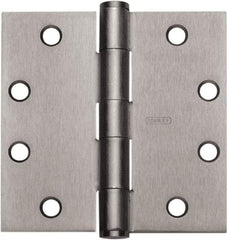 Stanley - 4-1/2" Long x 4-1/2" Wide 304 Stainless Steel Full Mortise Hinge - Satin Stainless Steel Finish, 5 Knuckles, 8 Holes - Benchmark Tooling