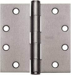 Stanley - 3" Long x 3" Wide Carbon Alloy Steel Full Mortise Hinge - Satin Chrome Plated Finish, 5 Knuckles, 6 Holes - Benchmark Tooling