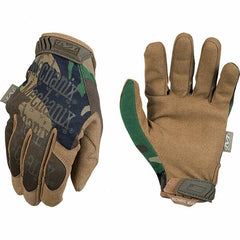 Mechanix Wear - Size L Work Gloves - For Mechanic's & Lifting, Uncoated, Hook & Loop Cuff, Full Fingered, Camouflage, Paired - Benchmark Tooling