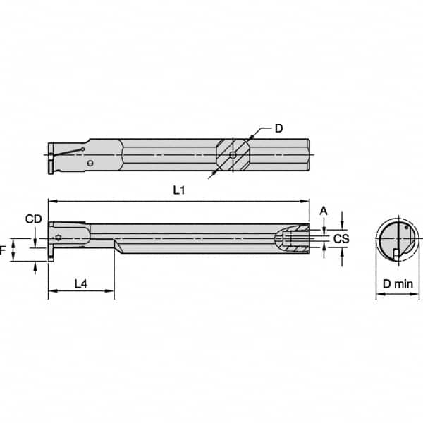 Kennametal - 5/8" Min Bore Diam, 125mm OAL, 1/2" Shank Diam, A-EVE Indexable Boring Bar - 1" Max Bore Depth, EG0200M02P02 Insert - Benchmark Tooling