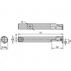 Kennametal - 20mm Min Bore Diam, 150mm OAL, 5/8" Shank Diam, A-EVE Indexable Boring Bar - 1-1/4" Max Bore Depth, EG0160M1FP02 Insert - Benchmark Tooling