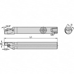 Kennametal - 33mm Min Bore Diam, 250mm OAL, 32mm Shank Diam, A-EVS-A Indexable Boring Bar - 12mm Max Bore Depth, EG0300M03P02 Insert - Benchmark Tooling