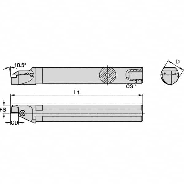 Kennametal - 26mm Min Bore Diam, 200mm OAL, 1" Shank Diam, A-EVS-A Indexable Boring Bar - 12mm Max Bore Depth, EG0200M02P02 Insert - Benchmark Tooling
