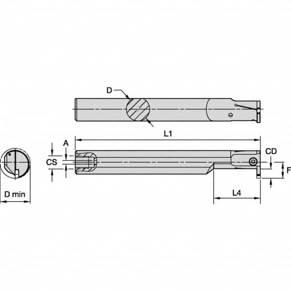 Kennametal - 16mm Min Bore Diam, 125mm OAL, 12mm Shank Diam, A-EVE Indexable Boring Bar - 24mm Max Bore Depth, EG0200M02P02 Insert - Benchmark Tooling