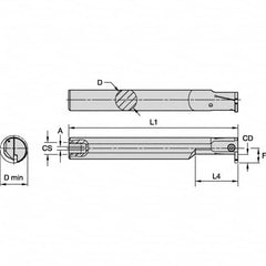 Kennametal - 32mm Min Bore Diam, 200mm OAL, 25mm Shank Diam, A-EVE Indexable Boring Bar - 50mm Max Bore Depth, EG0200M02P02 Insert - Benchmark Tooling
