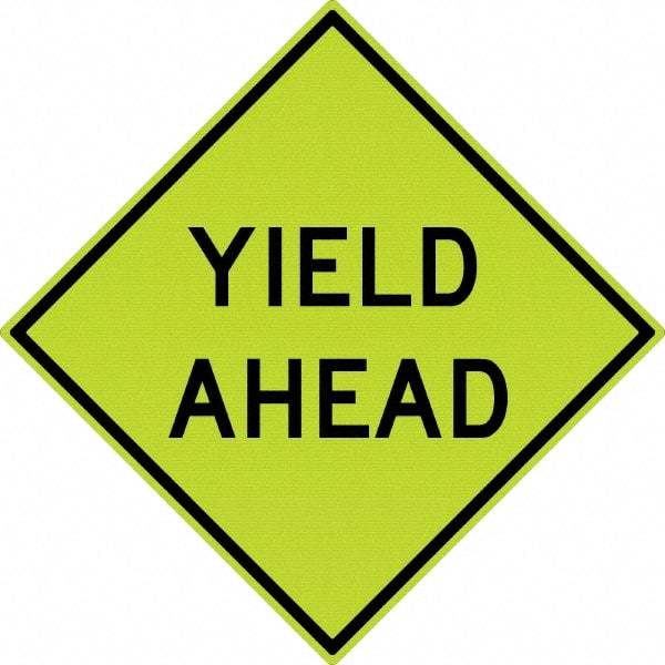 NMC - "Yield Ahead", 30" Wide x 30" High, Aluminum Stop & Yield Signs - 0.08" Thick, Black on Yellow, Diamond Grade Reflectivity, Diamond, Post Mount - Benchmark Tooling