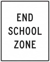 NMC - "End School Zone", 24" Wide x 30" High, Aluminum Traffic Control Signs - 0.08" Thick, Black on White, Engineer Grade Reflectivity, Rectangle, Post Mount - Benchmark Tooling