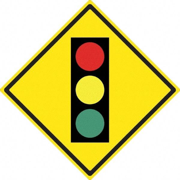 NMC - "Stop Light", 24" Wide x 24" High, Aluminum Traffic Control Signs - 0.08" Thick, Black, Red, Yellow, Green, High Intensity Reflectivity, Diamond, Post Mount - Benchmark Tooling