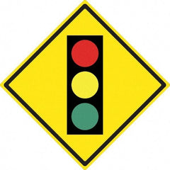 NMC - "Stop Light", 24" Wide x 24" High, Aluminum Traffic Control Signs - 0.08" Thick, Black, Red, Yellow, Green, High Intensity Reflectivity, Diamond, Post Mount - Benchmark Tooling