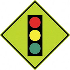 NMC - "Stop Light", 30" Wide x 30" High, Aluminum Traffic Control Signs - 0.08" Thick, Black, Red, Yellow, Green, Diamond Grade Reflectivity, Diamond, Post Mount - Benchmark Tooling