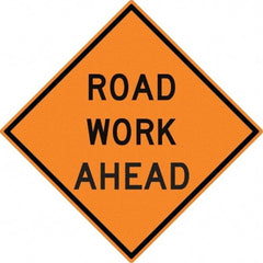 NMC - "Road Work Ahead", 30" Wide x 30" High, Aluminum Construction Roadway Signs - 0.08" Thick, Black on Orange, High Intensity Reflectivity, Diamond, Post Mount - Benchmark Tooling