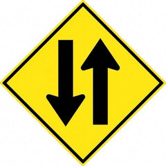 NMC - "Up and Down Arrow", 30" Wide x 30" High, Aluminum Traffic Control Signs - 0.08" Thick, Black on Yellow, High Intensity Reflectivity, Diamond, Post Mount - Benchmark Tooling