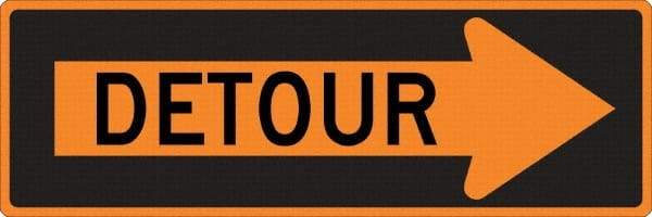 NMC - "Right Detour Inside", 30" Wide x 30" High, Aluminum Traffic Control Signs - 0.08" Thick, Black on Orange, High Intensity Reflectivity, Diamond, Post Mount - Benchmark Tooling