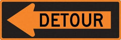 NMC - "Left Detour Inside", 30" Wide x 30" High, Aluminum Traffic Control Signs - 0.08" Thick, Black on Orange, High Intensity Reflectivity, Diamond, Post Mount - Benchmark Tooling