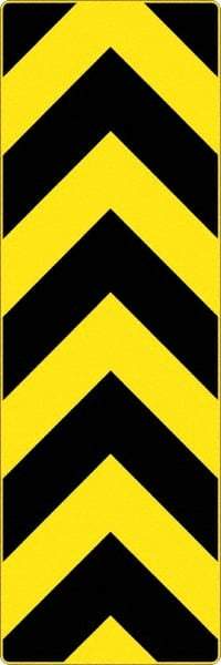 NMC - "Chevron", 12" Wide x 36" High, Aluminum Warning & Safety Reminder Signs - 0.08" Thick, Black on Yellow, High Intensity Reflectivity, Rectangle, Post Mount - Benchmark Tooling