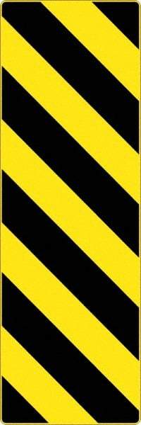 NMC - "Chevron", 12" Wide x 36" High, Aluminum Warning & Safety Reminder Signs - 0.08" Thick, Black on Yellow, High Intensity Reflectivity, Rectangle, Post Mount - Benchmark Tooling